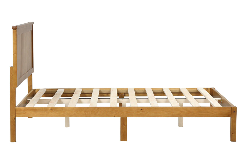 Platform Full Bed with Headboard,Light Brown