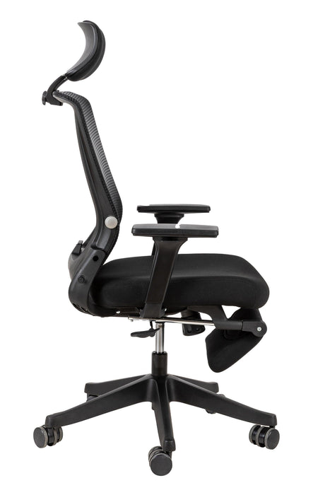 High Back Office Chair with 2d armrest and foot rest, tilt function max 128°,Black