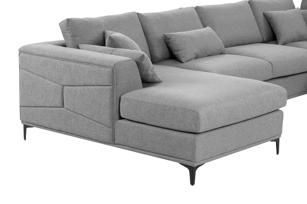 Large Sectional Sofa,145"(L)x117"(W) Classic Look with Tufted Pattern on Outer Armrest and Back, Grey
