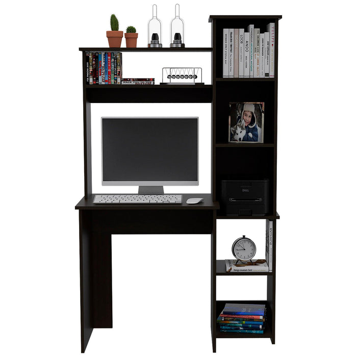 Marston 6-Shelf Writing Desk with Built-in Bookcase Black Wengue