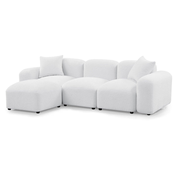 L-Shape Modular Sectional Sofa, DIY Combination,Teddy Fabric,White