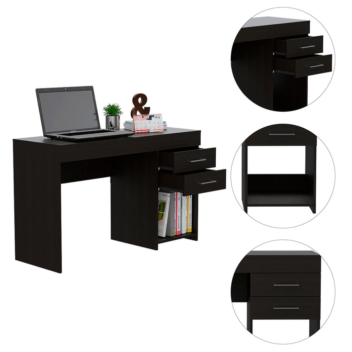 Berkeley 1-Shelf 2-Drawer Computer Desk Black Wengue