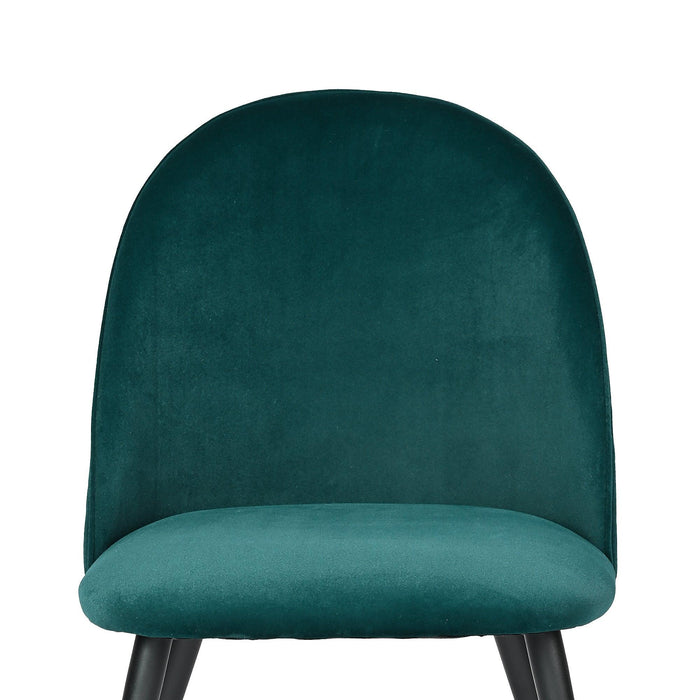Dining Chair, Green Velvet, Metal Black legs, Set of 2 Side Chairs