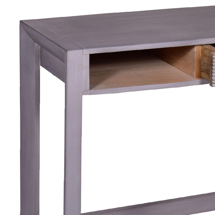 44 Inch Minimalist Single Drawer, MaWood, Entryway Console Table Desk, Textured Groove Lines, Gray