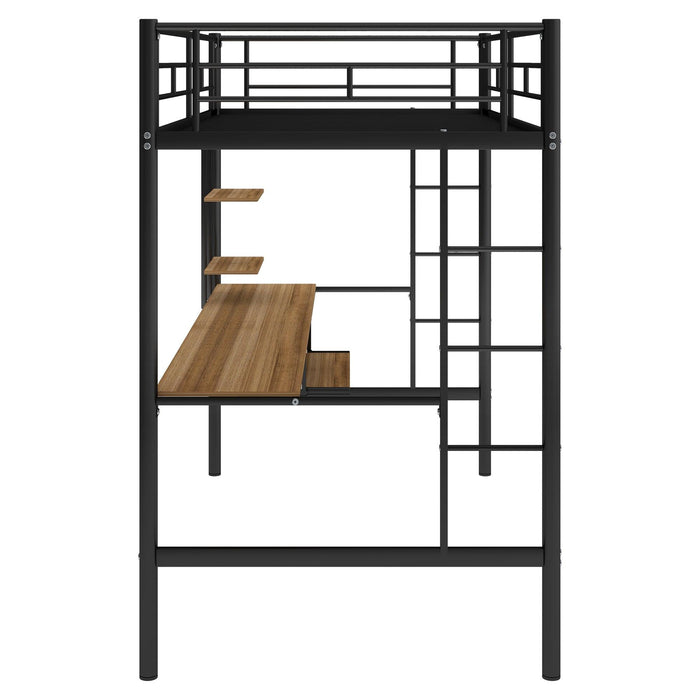 Loft Bed with Desk and Shelf , Space Saving Design,Twin