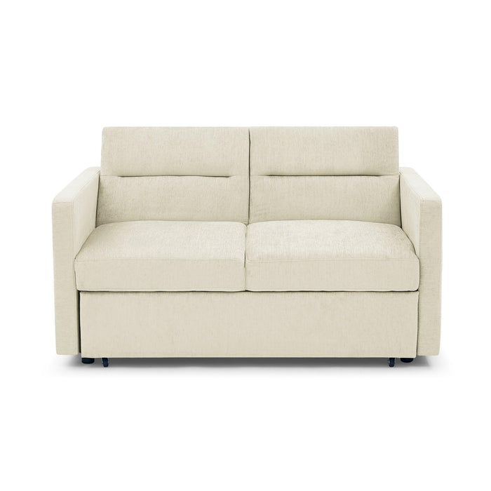 Loveseats Sofa Bed with Pull-out Bed，Adjsutable Back and Two Arm Pocket，Beige （54.5“x33”x31.5“）