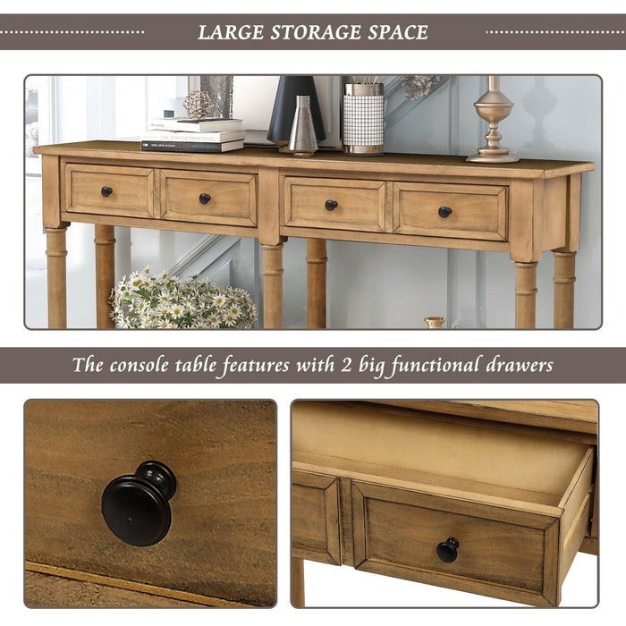 Console Table Sofa Table Easy Assembly with TwoStorage Drawers and Bottom Shelf for Living Room, Entryway (Old Pine)