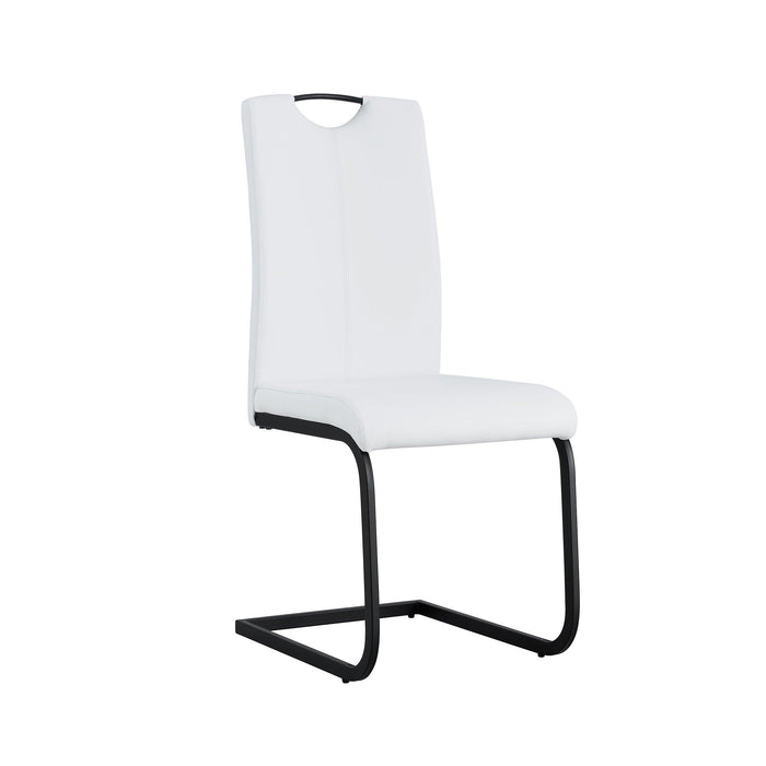 Dining chairs set of 2, White PU ChairModern kitchen chair with metal leg