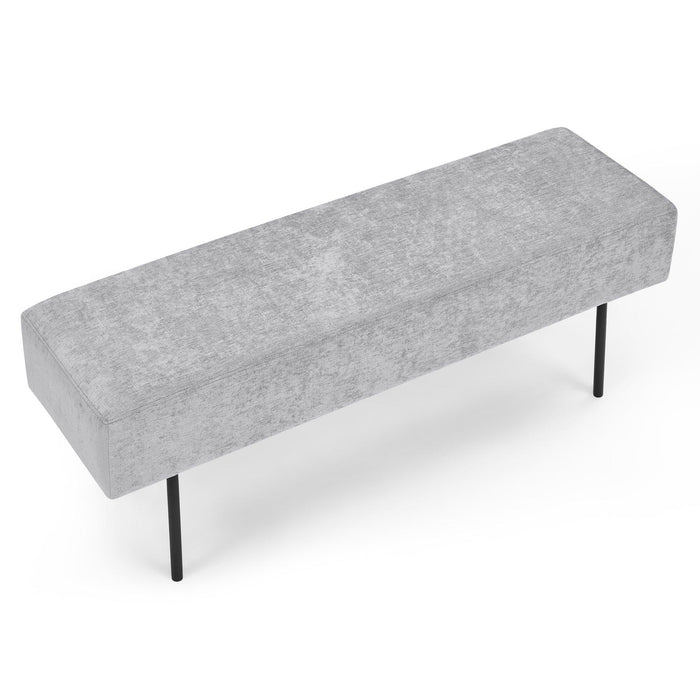 Contemporary Style Bedroom Chenille Upholstered Bench, Grey,( 45'' x13''x 17''）