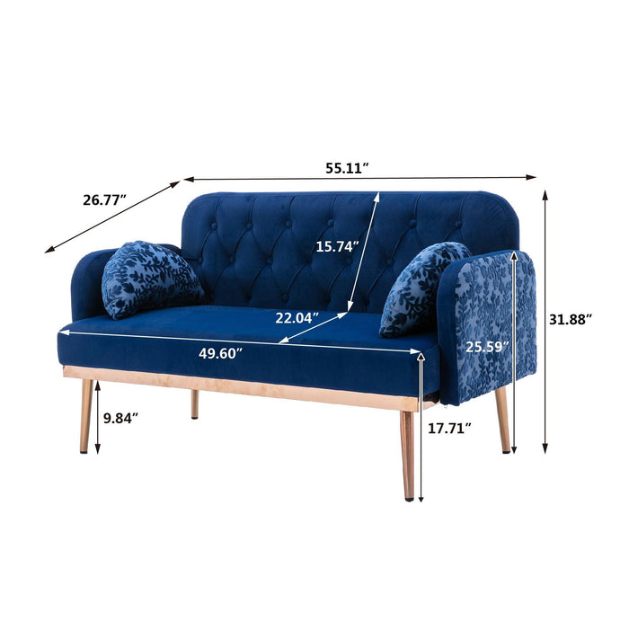 Velvet  Sofa , Accent sofa .loveseat sofa with metal feet