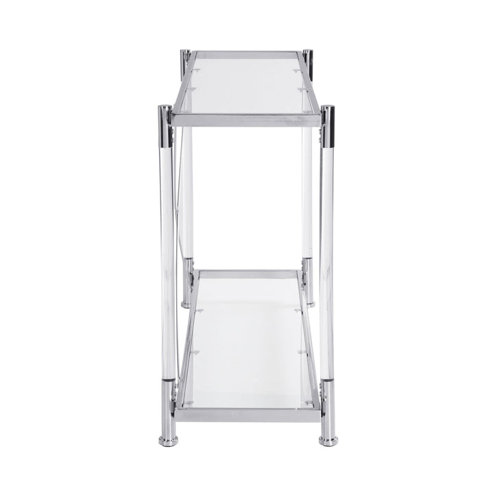 Acrylic Glass Side Table,Chrome Sofa Table,  Console Table for Living Room& Bedroom