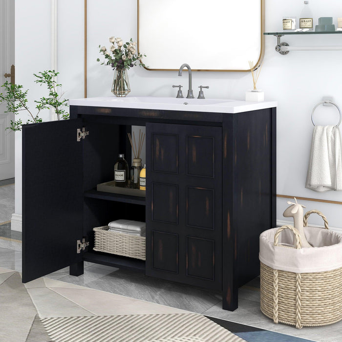 36" Bathroom Vanity Organizer with Sink,Combo Cabinet Set，BathroomStorage Cabinet,Retro Espresso