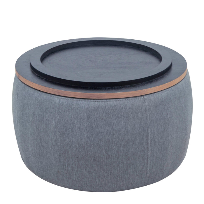 RoundStorage Ottoman, 2 in 1 Function, Work as End table and Ottoman, Dark Grey (25.5"x25.5"x14.5")