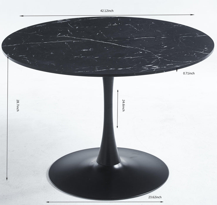42.1"Black Tulip Table Mid-century Dining Table for 4-6 people With Round Mdf Table Top, Pedestal Dining Table, End Table Leisure Coffee Table