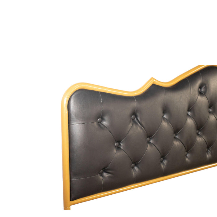 Buckle shaped backrest, metal frame, solid wood ribs, sponge soft bag, comfortable and elegant atmosphere,black, q-size