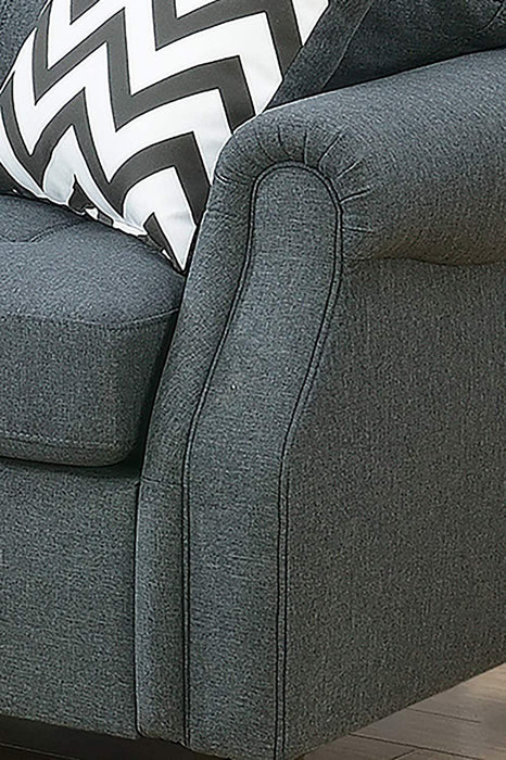 2pcs Sofa set Living Room Furniture Blue Gray Plush Polyfiber Sofa Loveseat w Console Pillows Couch