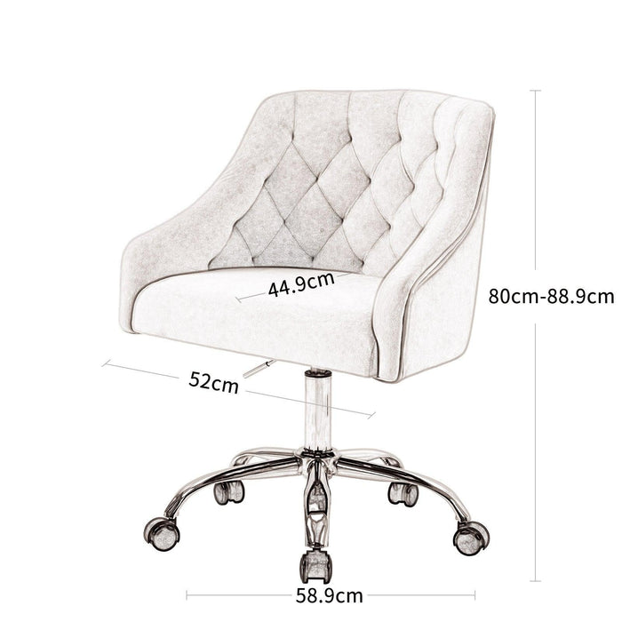 Modern Velvet Office Task Chair Height Adjustable 360° Swivel Upholstered Computer Task Chair with Wheels for Study Room Living Room Bedroom
