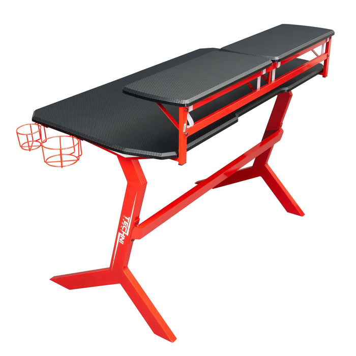 Techni Sport Red Stryker Gaming Desk, Red