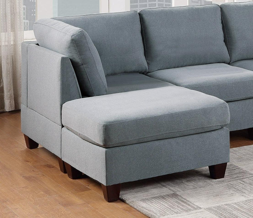 Living Room Furniture Cocktail Ottoman Grey Linen Like Fabric 1pc Plush Ottoman Wooden Legs