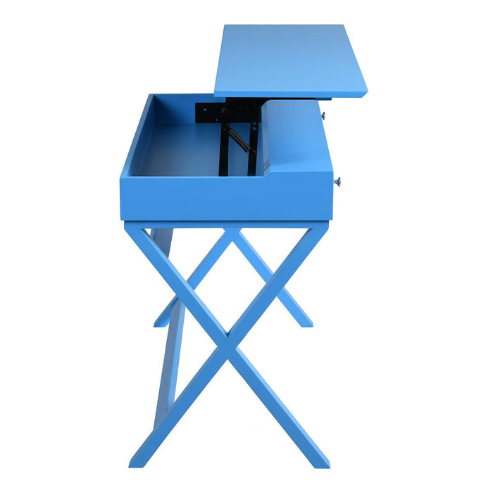 Lift Desk with 2 DrawerStorage, Computer Desk with Lift Table Top, Adjustable Height Table for Home Office, Living Room,BLUE