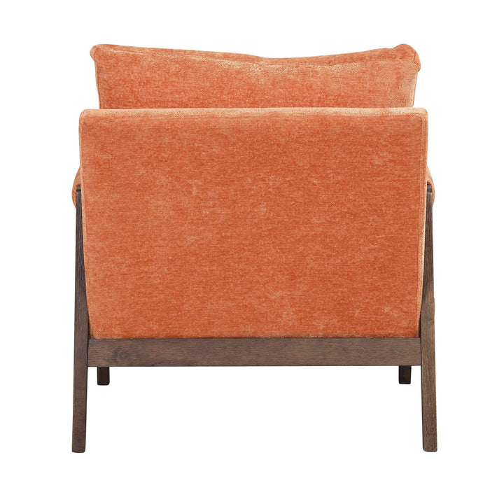 Mid-CenturyModern Velvet Accent Chair,Leisure Chair with Solid Wood and Thick Seat Cushion for Living Room,Bedroom,Studio,Orange
