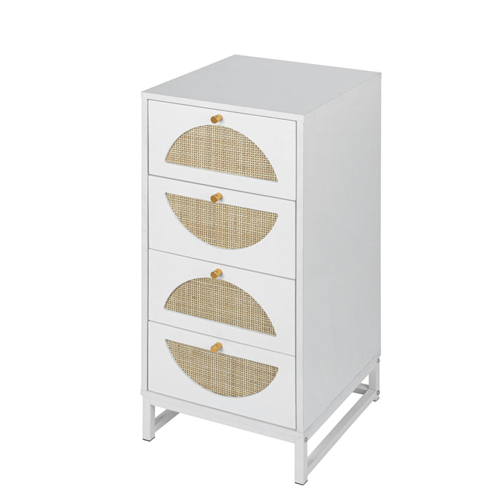 Natural rattan，4 drawer cabinet，Suitable for living room, bedroom and study，DiversifiedStorage