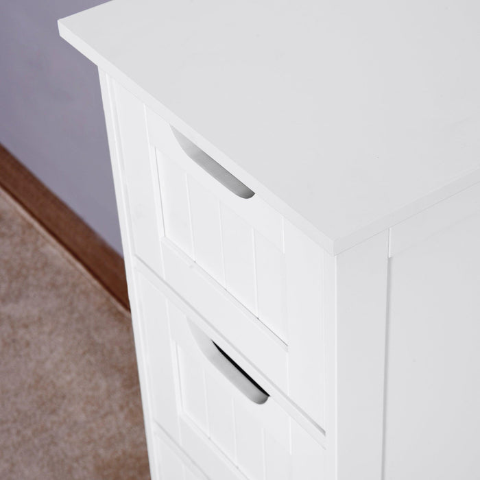 White BathroomStorage Cabinet, Freestanding Cabinet with Drawers