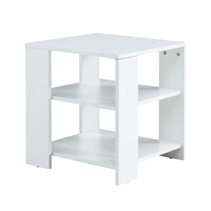 Square side table,simple style design,3-tier end table,wood living room nightstand,bedroom,easy assembly,1-pack, white