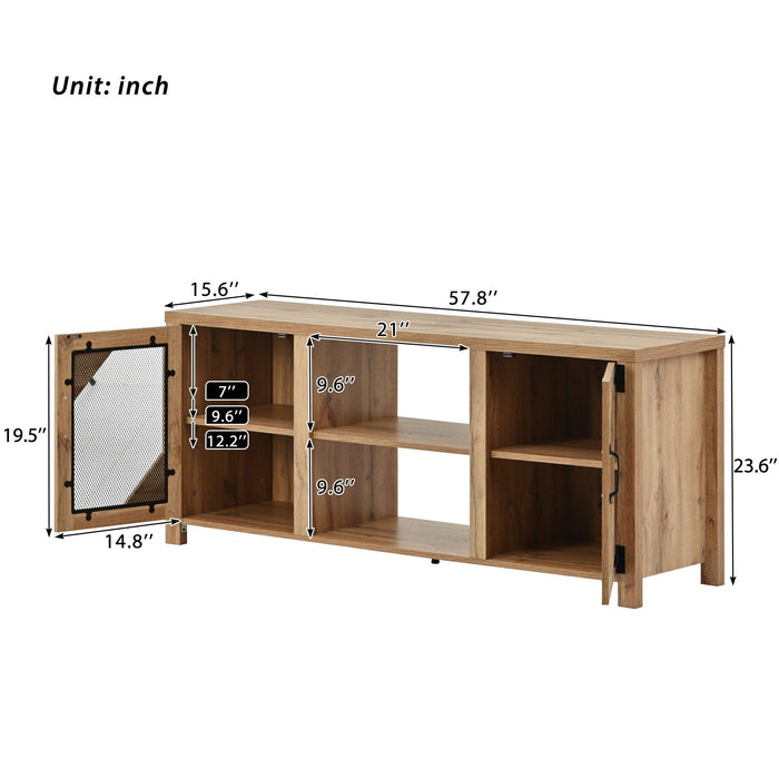 Modern TV Stand for 65” TV with LargeStorage Space, 3 Levels Adjustable shelves, Magnetic Cabinet Door, Entertainment Center for Living Room, Bedroom