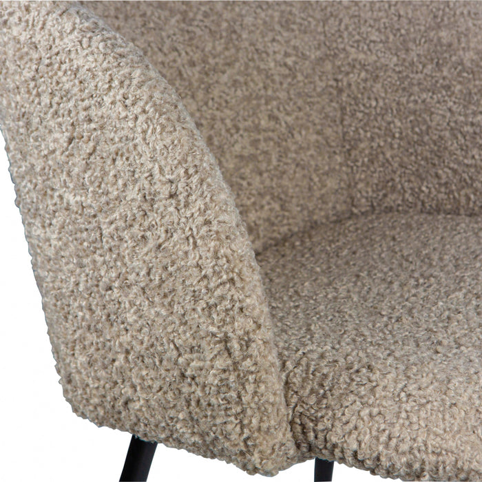 Upholstered teddy faux fur dining armrest chair set of 2 (Light Brown)