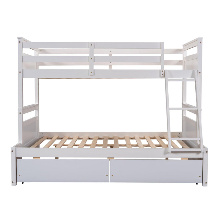 Twin over Full Bunk Bed withStorage - White
