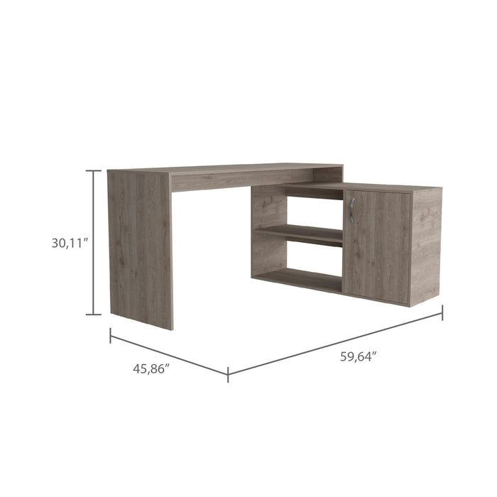 Ridley 2-Shelf L-Shaped Writing Desk Light Gray