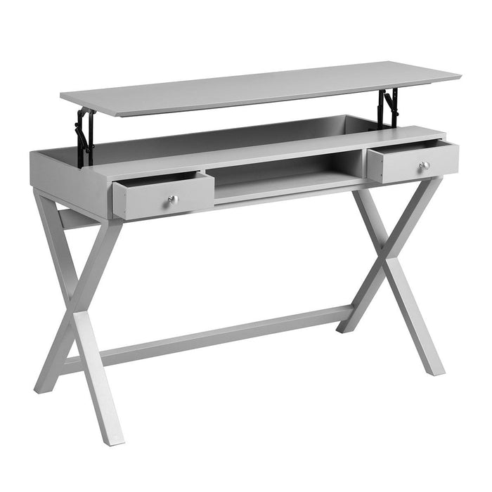 Lift Desk with 2 DrawerStorage, Computer Desk with Lift Table Top, Adjustable Height Table for Home Office, Living Room,grey