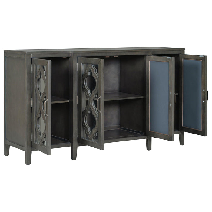 59.8‘’Modern Mirrored Console Table Sideboard for Living Room Dining Room with 4 Cabinets and 3 Adjustable Shelves (As Same As WF284039AAE)