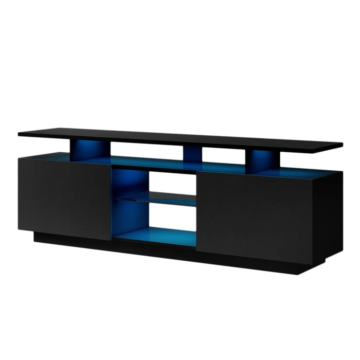 Modern TV Stand for TVs up to 65inches with LED lights, 16 Colors, for Livingroom, Bedroom, Black