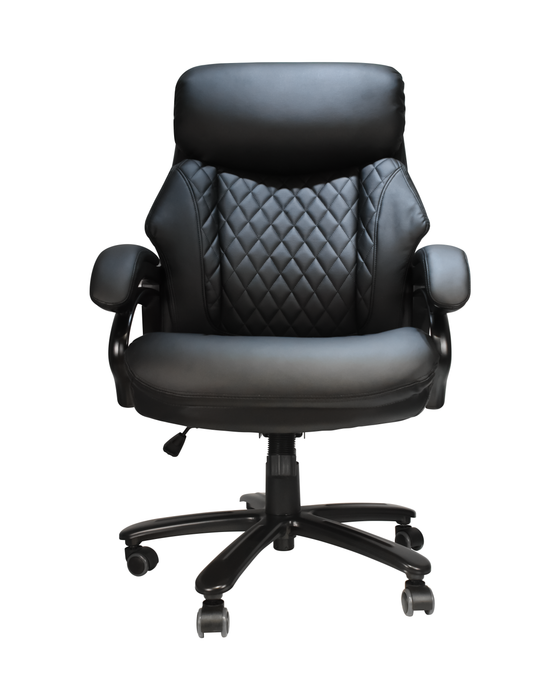Office Desk Chair with High Quality PU Leather, Adjustable Height/Tilt, 360-Degree Swivel, 400LBS , Black