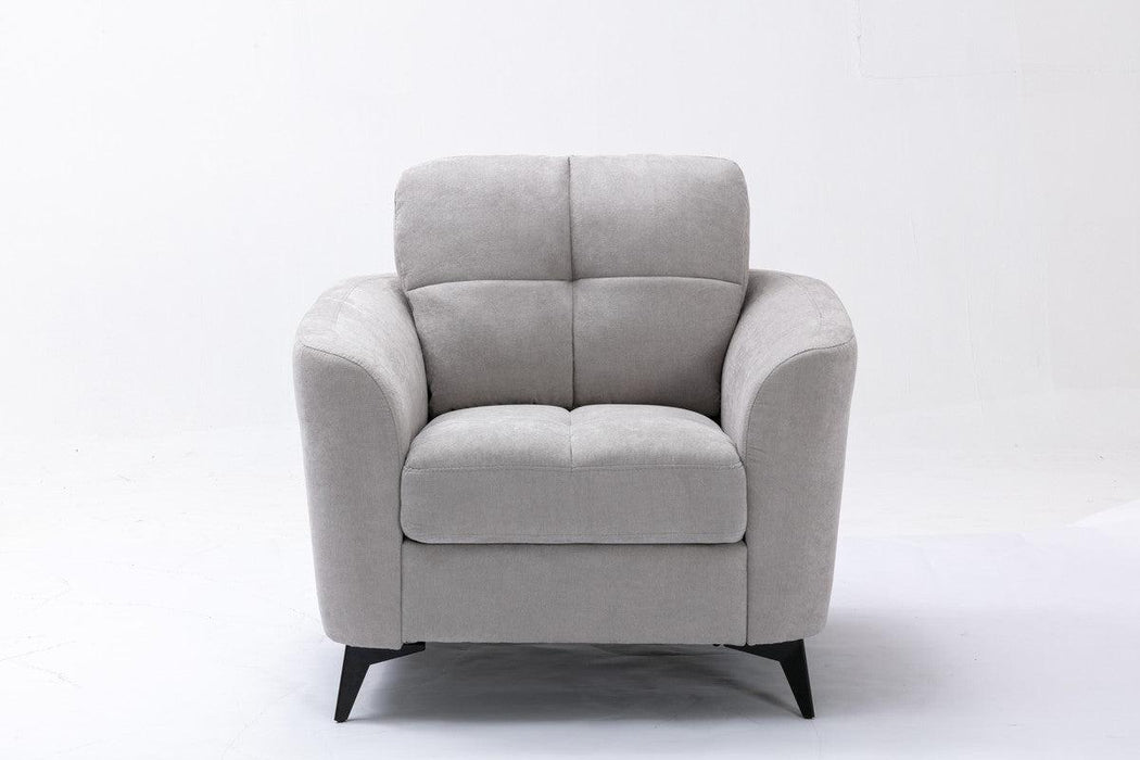 Callie Light Gray Velvet Fabric Sofa Loveseat Chair Living Room Set