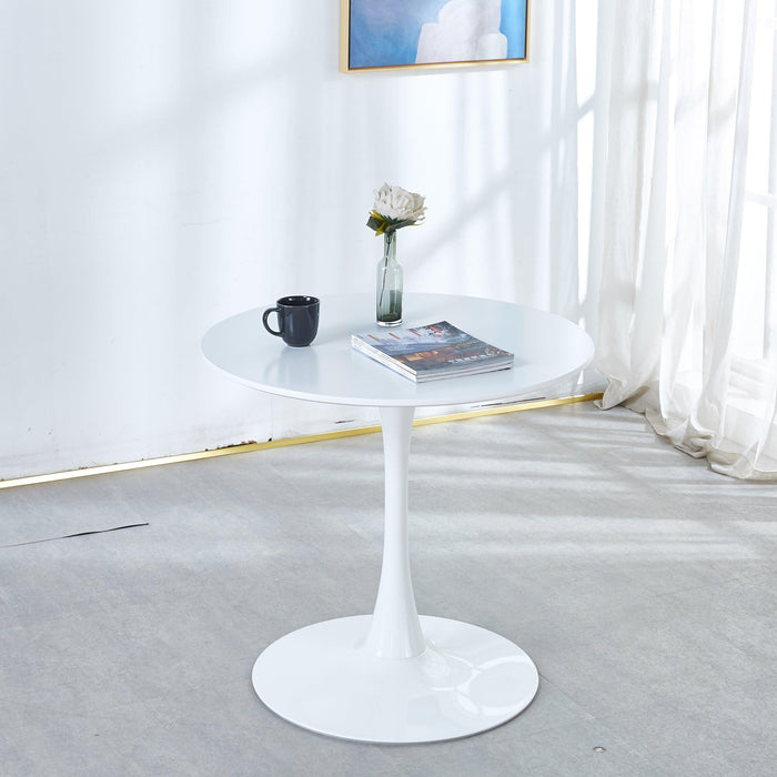 31.5"White Tulip Table Mid-century Dining Table for 2-4 people With Round Mdf Table Top, Pedestal Dining Table, End Table Leisure Coffee Table