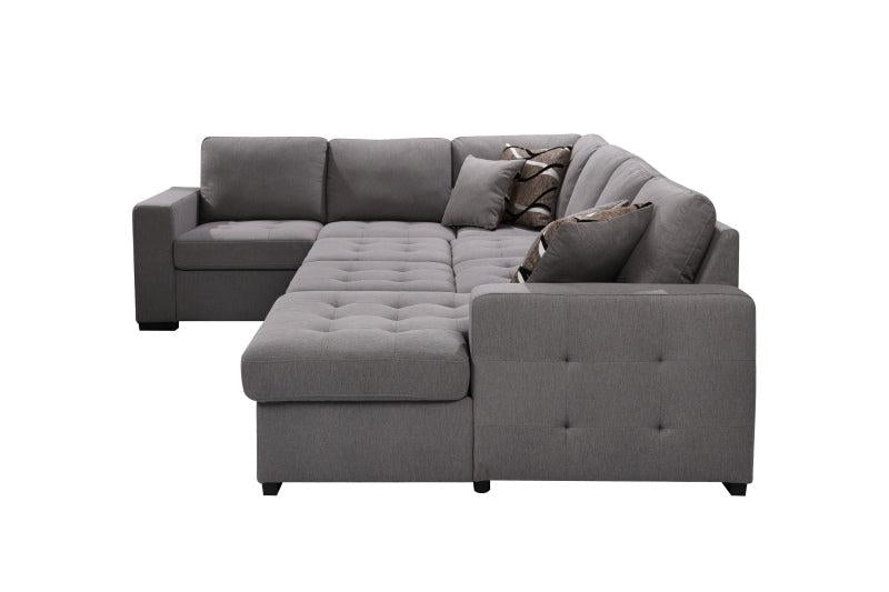 123" Oversized Sectional Sofa withStorage Chaise, U Shaped Sectional Couch with 4 Throw Pillows for Large Space Dorm Apartment. Grey