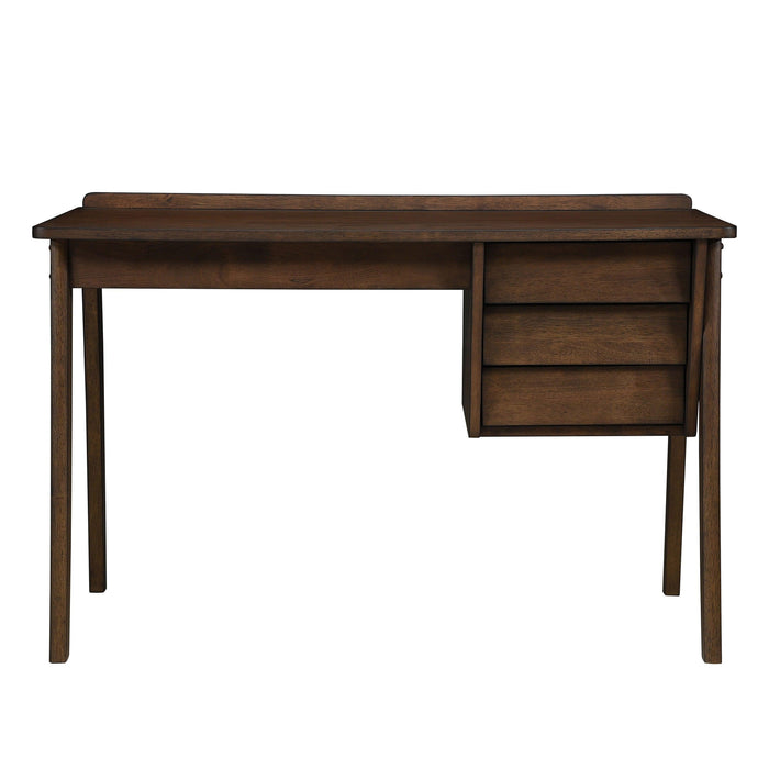 Modern Contemporary Solid Rubberwood 1pc Writing Desk of 3x Drawers and Wood Framed Chair Gray Walnut Finish Furniture