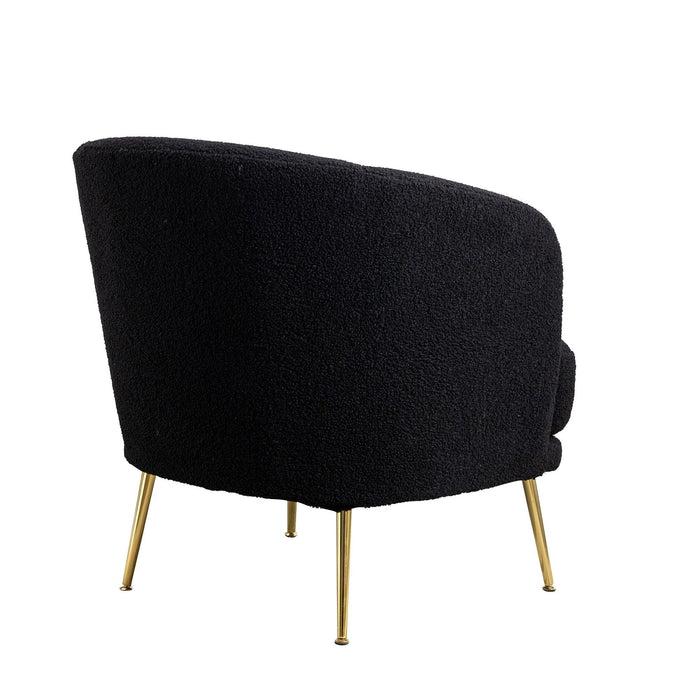 30.32"W Accent Chair Upholstered Curved Backrest Reading Chair Single Sofa Leisure Club Chair with Golden Adjustable Legs For Living Room Bedroom Dorm Room (Black Boucle)