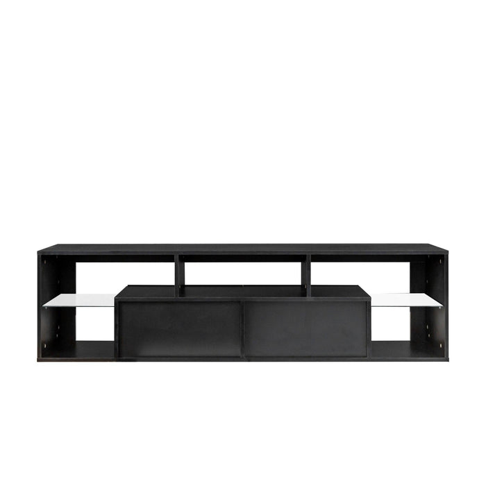 FURNITURE & RUGS TV Stand 160 LED Wall Mounted Floating 63" TV Stand (black)