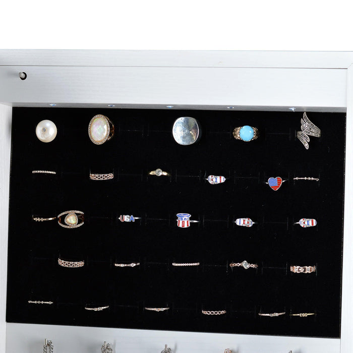 Full Mirror Fashion Simple JewelryStorage Cabinet  With Led Light  Can Be Hung On The Door Or Wall