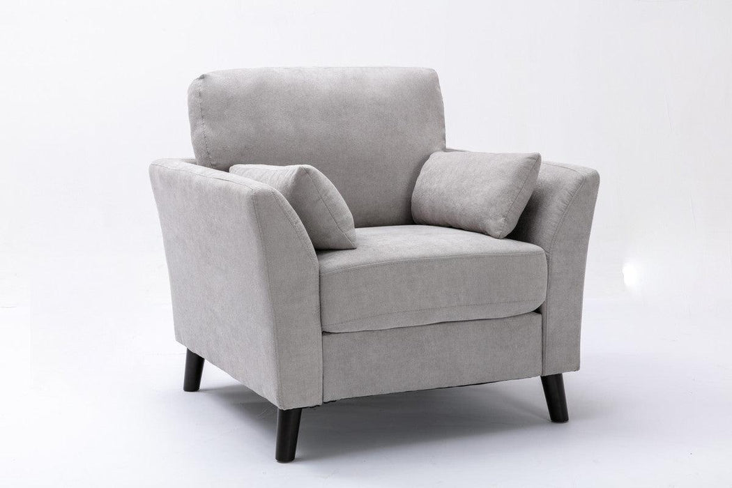 Damian Light Gray Velvet Fabric Sofa Loveseat Chair Living Room Set