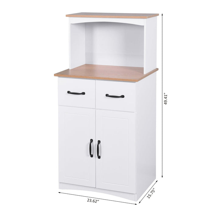 Wooden Kitchen Cabinet White PantryStorage Microwave Cabinet withStorage Drawer