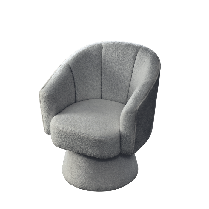 29 "W PetalModern Contemporary Accent Lounge Swivel Chair with Deep Channel Tufting and Base，teddy fabric
