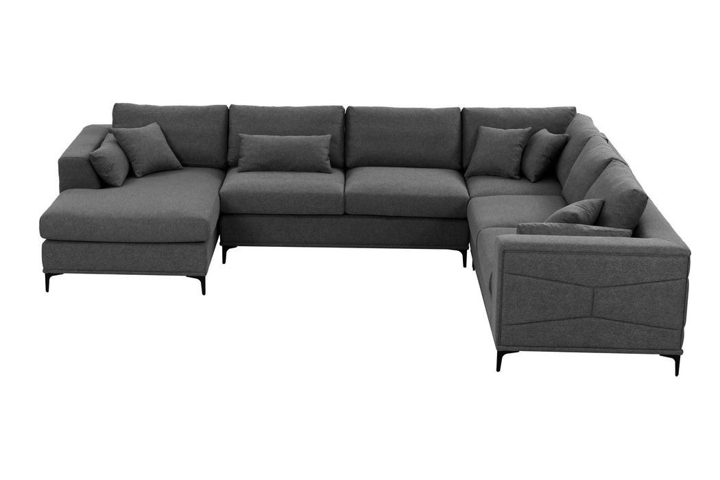 Large Sectional Sofa,145"(L)x117"(W) Classic Look with Tufted Pattern on Outer Armrest and Back, Dark Grey