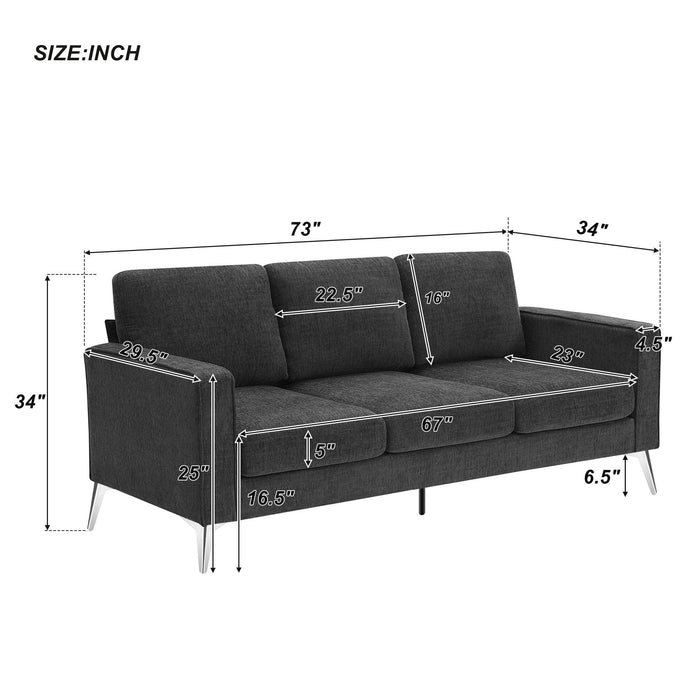 Modern 3-Piece Sofa Sets with Sturdy Metal Legs,Linen Upholstered Couches Sets Including 3-Seat Sofa, Loveseat and Single Chair for Living Room Furniture Set (1+2+3 Seat)