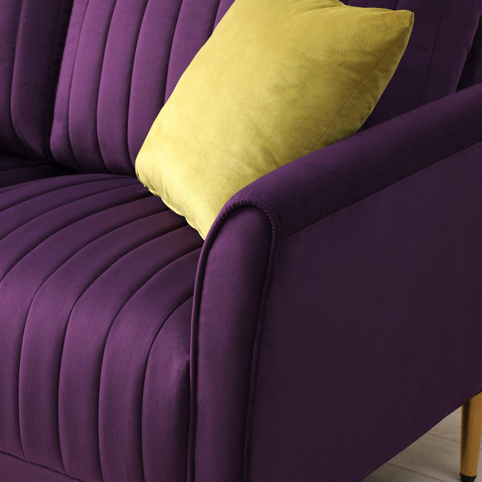 Purple Velvet Accent Chair Living Room Chair Upholstered Middle Chair With ld Legs , not sold separately, needs to be combined with other parts or multiple seats