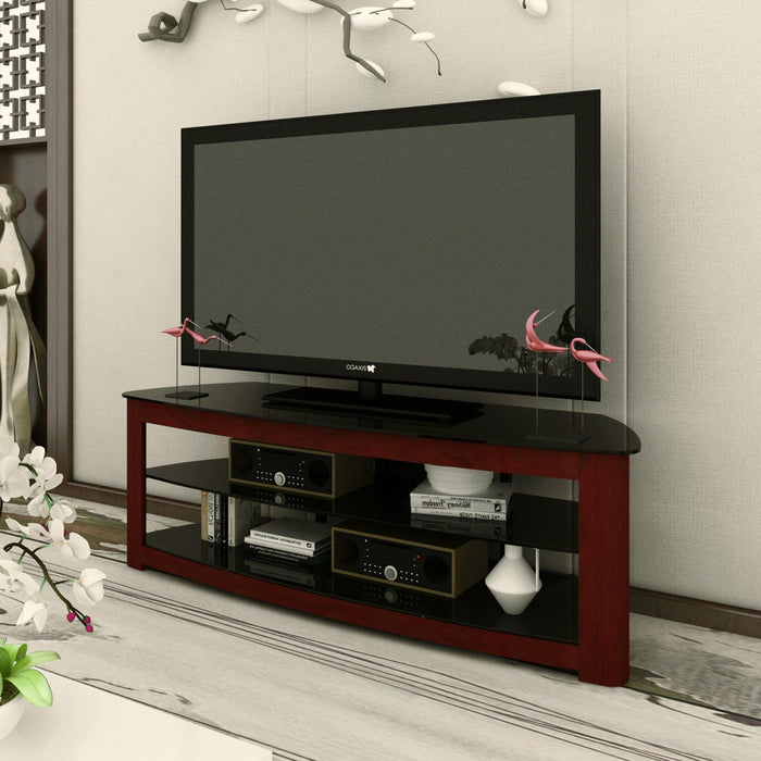 Walnut TV Stand with 2 TierStorage Space Fits TV Up To 65 in